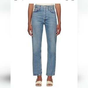 Agolde 90's pinch waist high-rise straight jeans light blue 26